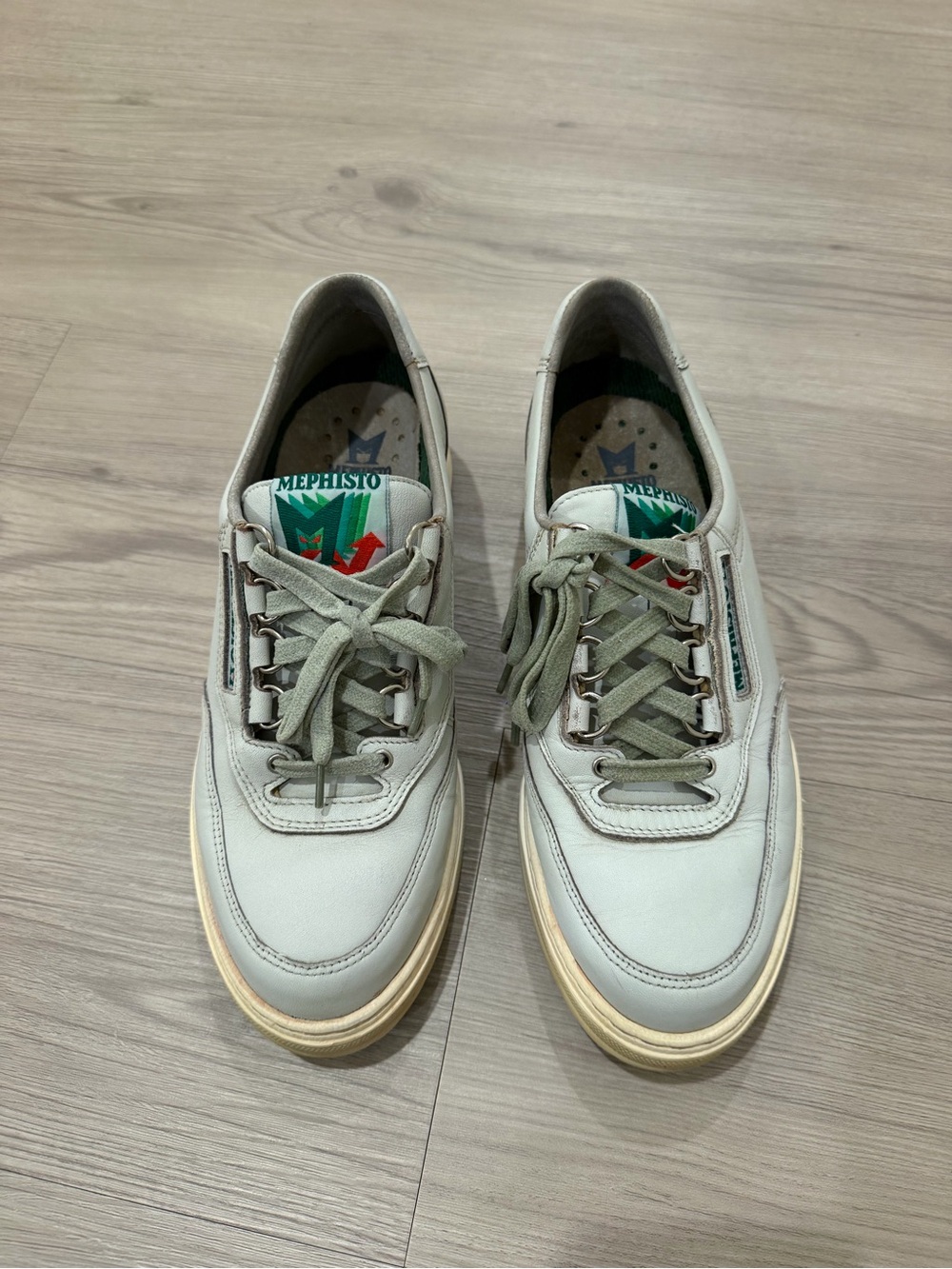 Mephisto womens Sneakers in Light Gray with Cream Sole